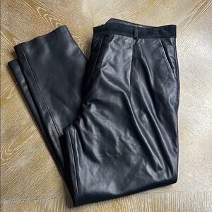 JOSEPH Black Tessa 100 Percent Lambskin Leather Pants 44